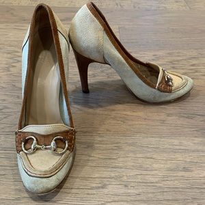 Gucci Caero 3 tone Horsebit suede pump sz 8 heels